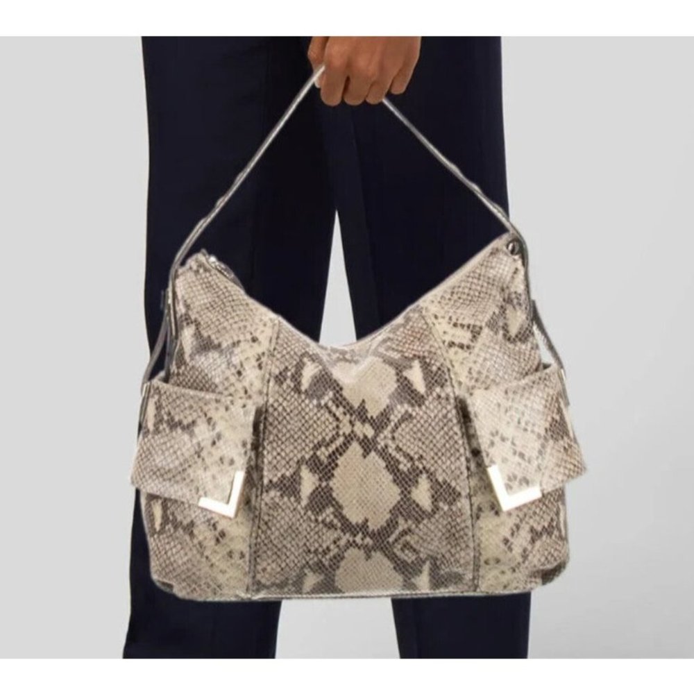 Michael Kors Beige Snake Print Shoulder Bag